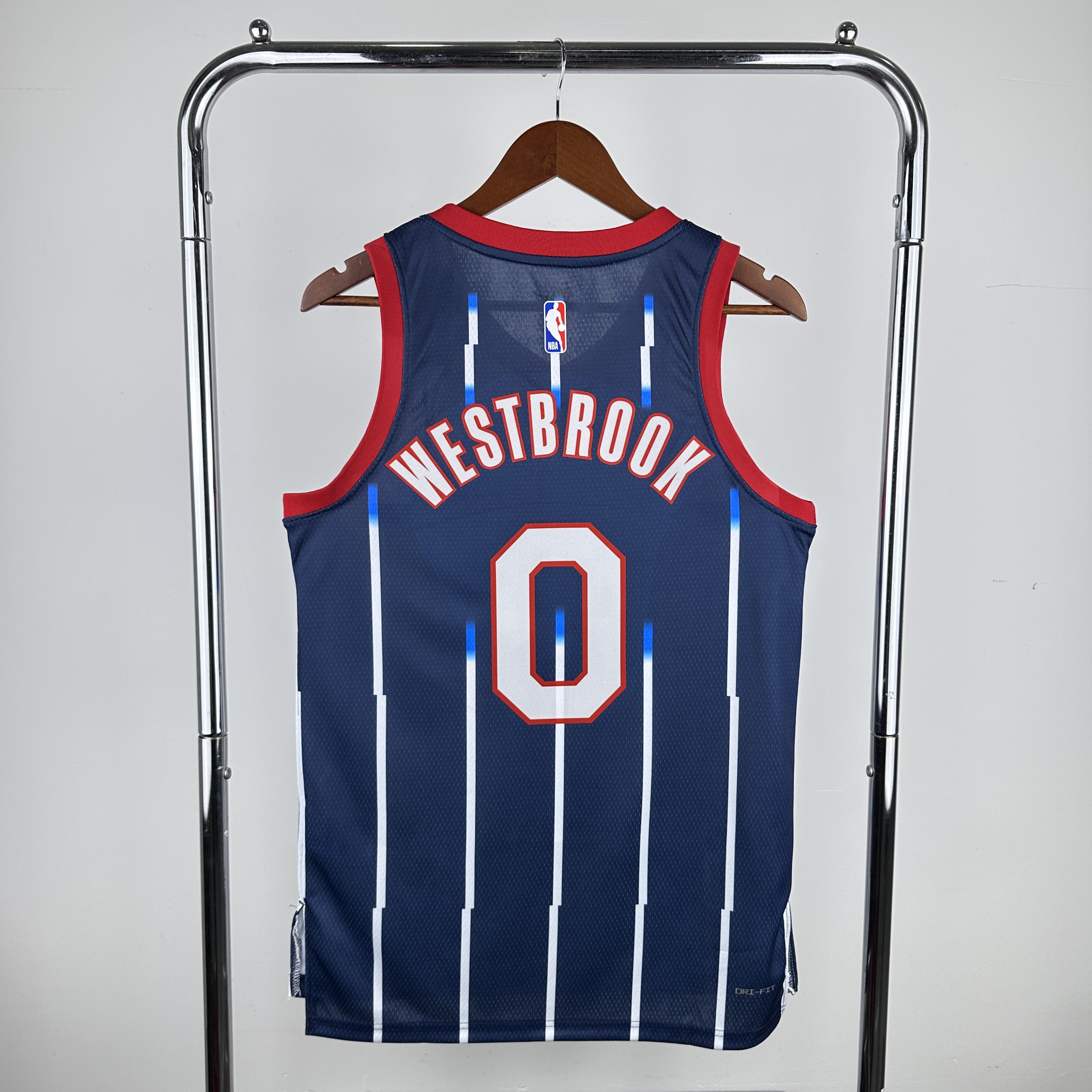 Men Houston Rockets #0 Westbrook Blue stripe City Edition Nike 2024 NBA Jersey